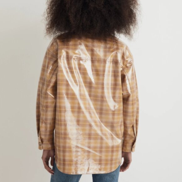Madewell NWT Laminated Superoversized Shirt-Jacket in Yarn-Dyed Plaid, Size XS - Picture 3 of 8